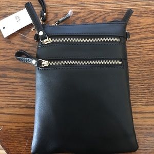 Cross over bag, Black, synthetic faux leather